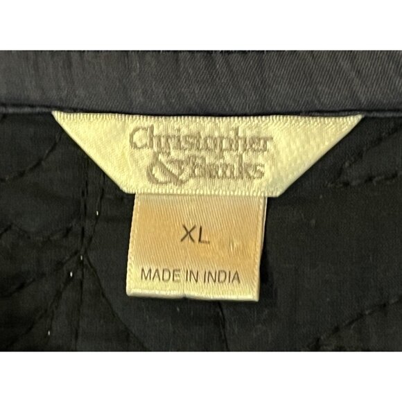 Christopher & Banks Denim Quilted Vest Women's XL – Blue Floral Stitch Used - Picture 6 of 12